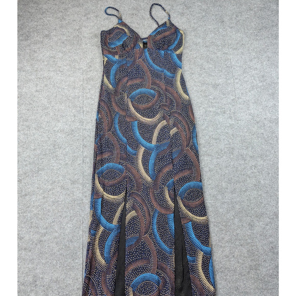 Vintage Carolina Formal Dress Womens Medium 90s Whimsigoth Prom Glitter Slinky - Picture 3 of 8